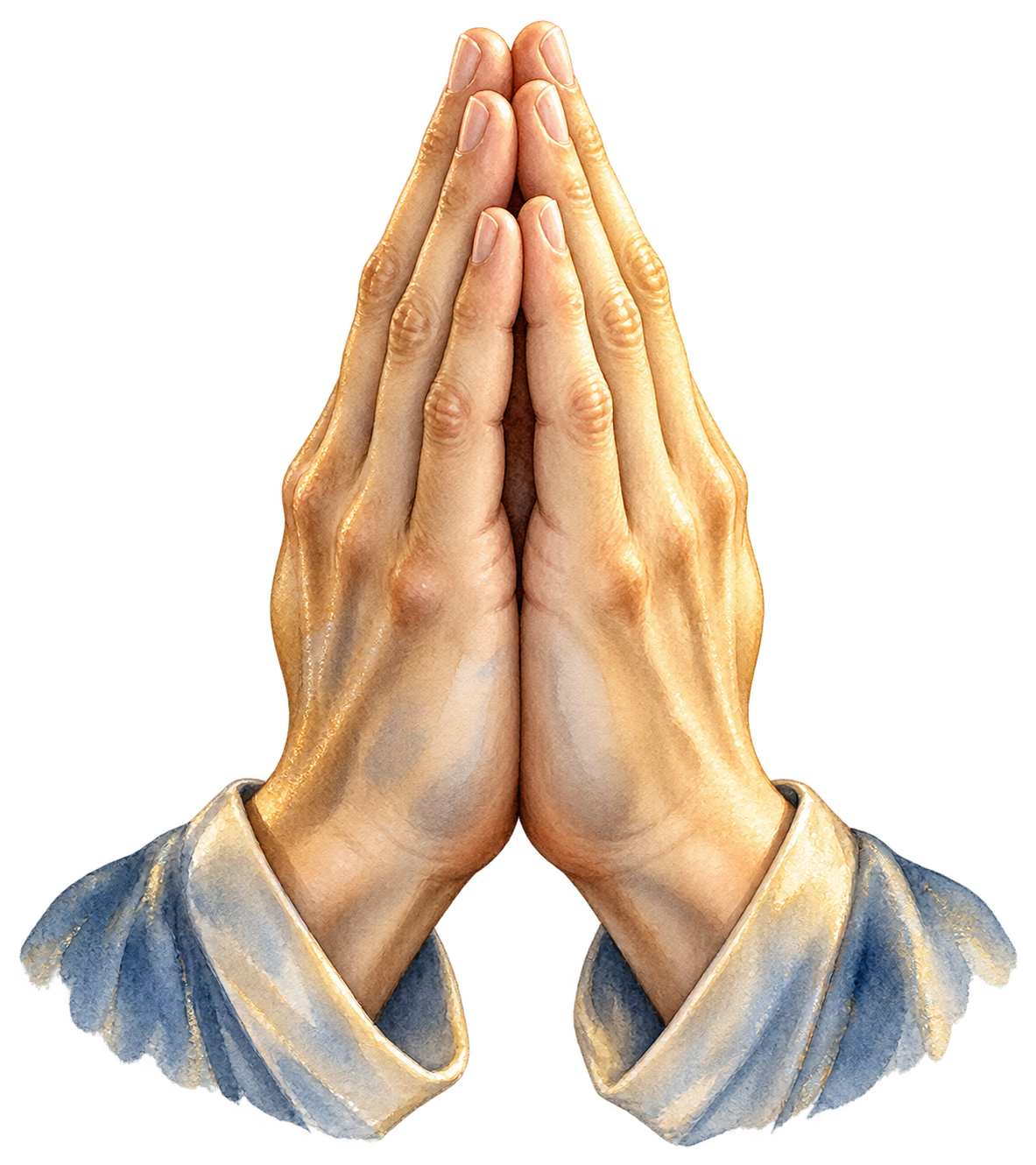Folded hands in prayer